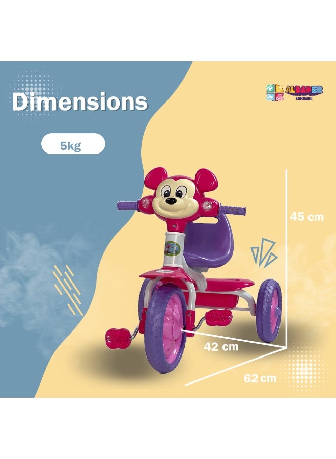 البدر دراجة توازن للأطفال بعمر 1.5-4 سنوات من البدر، دراجة ثلاثية العجلات للأطفال الصغار بأصوات وأضواء، دراجة أطفال بثلاث عجلات مع سلة، دراجة ثلاثية العجلات للأطفال، زهري، من البدر - Image 4